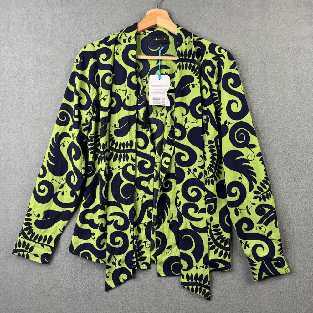 Trelise Cooper Air New Zealand Wing & A Prayer Blouse Green Navy Blue Size 8 NEW